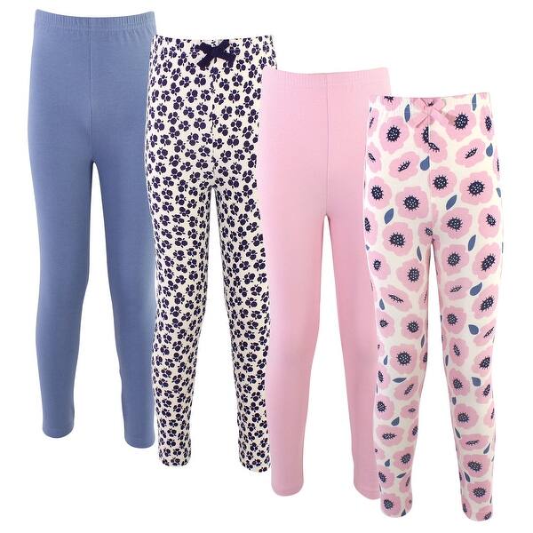 slide 1 of 1, Touched by Nature Toddler, Big Kids and Youth Girl Organic Cotton Leggings 4pk, Blossom Blossom - 2T