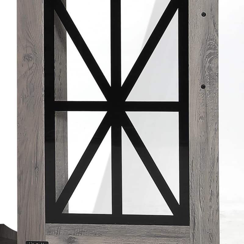 Moasis Farmhouse TV Stand Media Entertainment Console with Glass Doors Fits for 24" Fireplace TVs up to 65'' - Without Fireplace