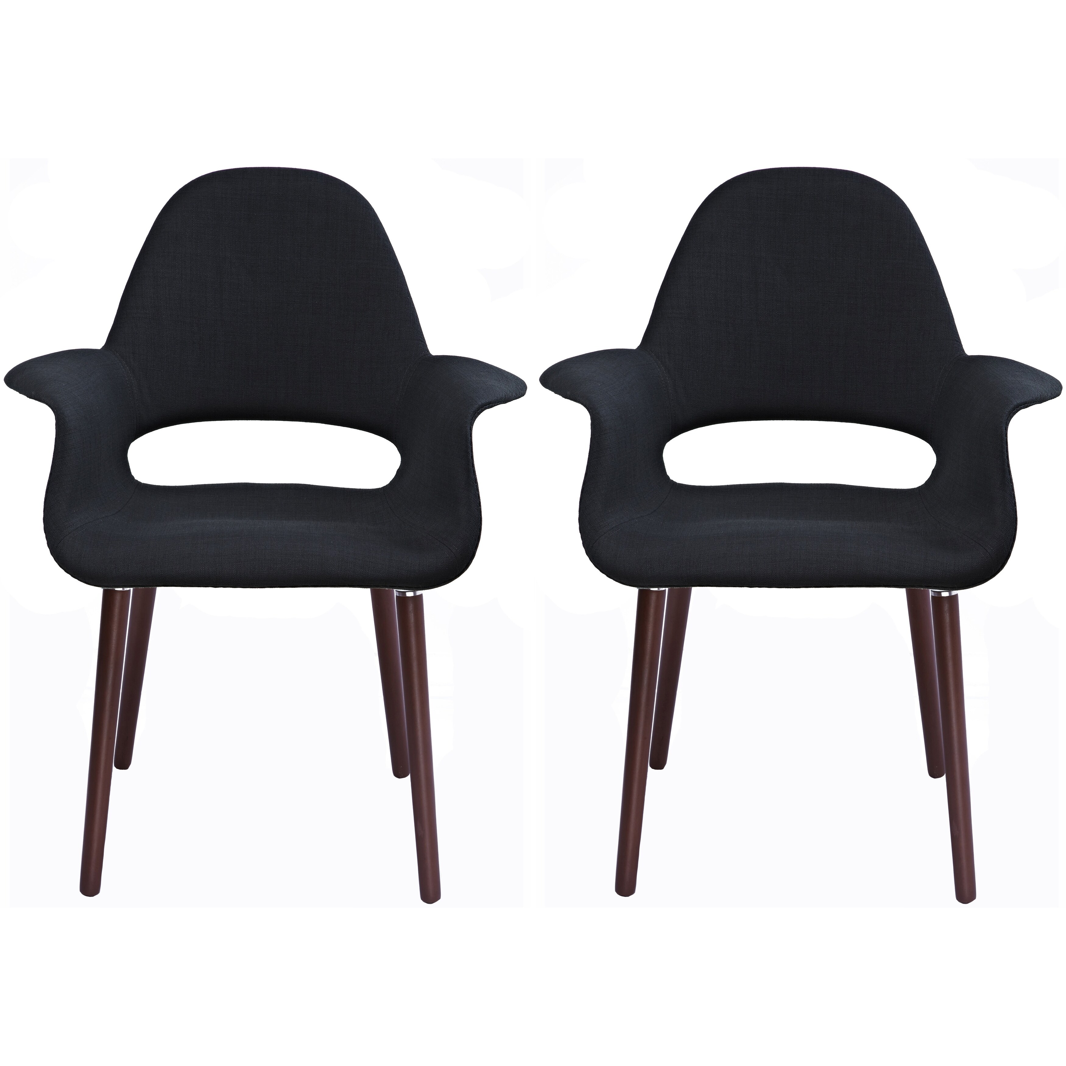 Shop 2xhome Set Of 2 Fabric Upholstered Accent Chair With Arms Dark Walnut Wood Leg Dining High Back Office Home Living Room Desk On Sale Overstock 14105242