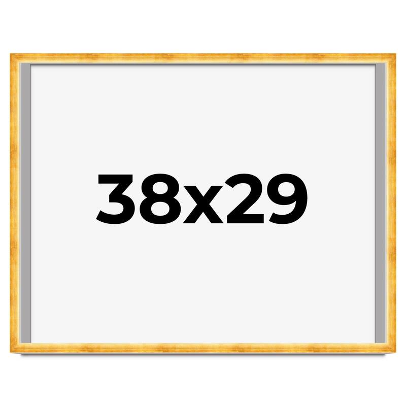 38x29 Shadow Box Frame Gold | 1.625 Inches Deep Real Wood Traditional