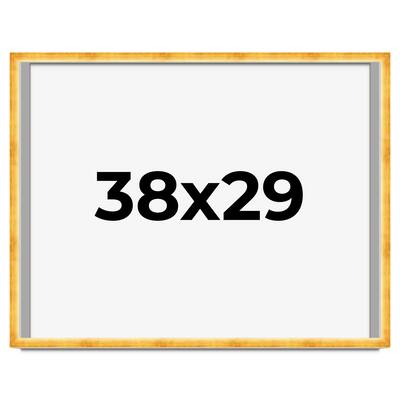 38x29 Shadow Box Frame Gold | 1.625 Inches Deep Real Wood Traditional