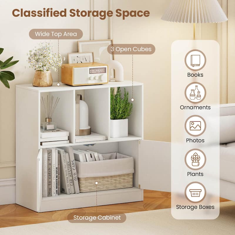 Costway 1/2 PCS Cube Bookcase with Doors, Open Compartments & Cabinet, - See Details