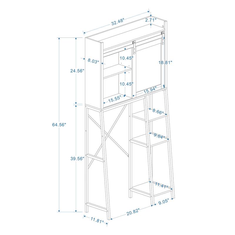 Over The Toilet Storage Cabinet Bathroom Shelves Over Toilet - 32.48"L * 11.81"W * 64.56"H