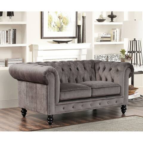 Abbyson Grand Chesterfield Velvet Loveseat