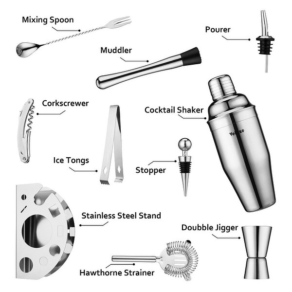 Velaze 10-Pieces Cocktail Set Kit Drink Mixer Shaker Bar