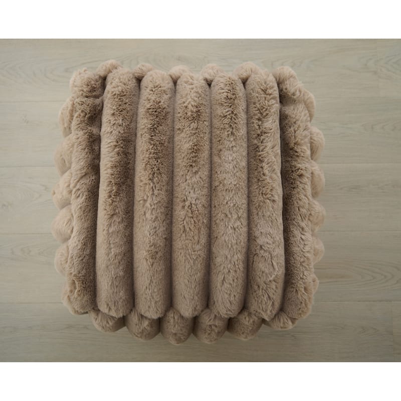 Madrid Collection Ultra Soft Ribbed Faux Fur Indoor Pouf