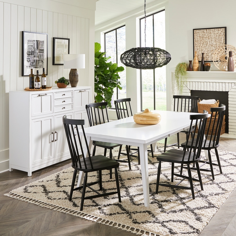 White farmhouse best sale table black chairs