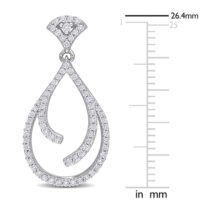 Miadora 5/8ct TDW Diamond Teardrop Dangle Earrings in 14k White Gold