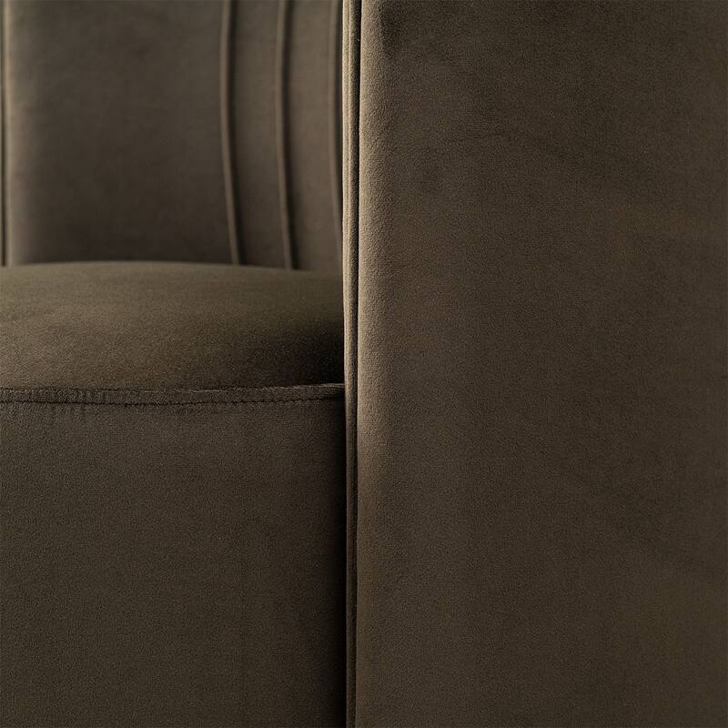 Velvet Swivel Dining Chairs with Rolling Casters, Upholstered Barrel Back Dining ArmChairs