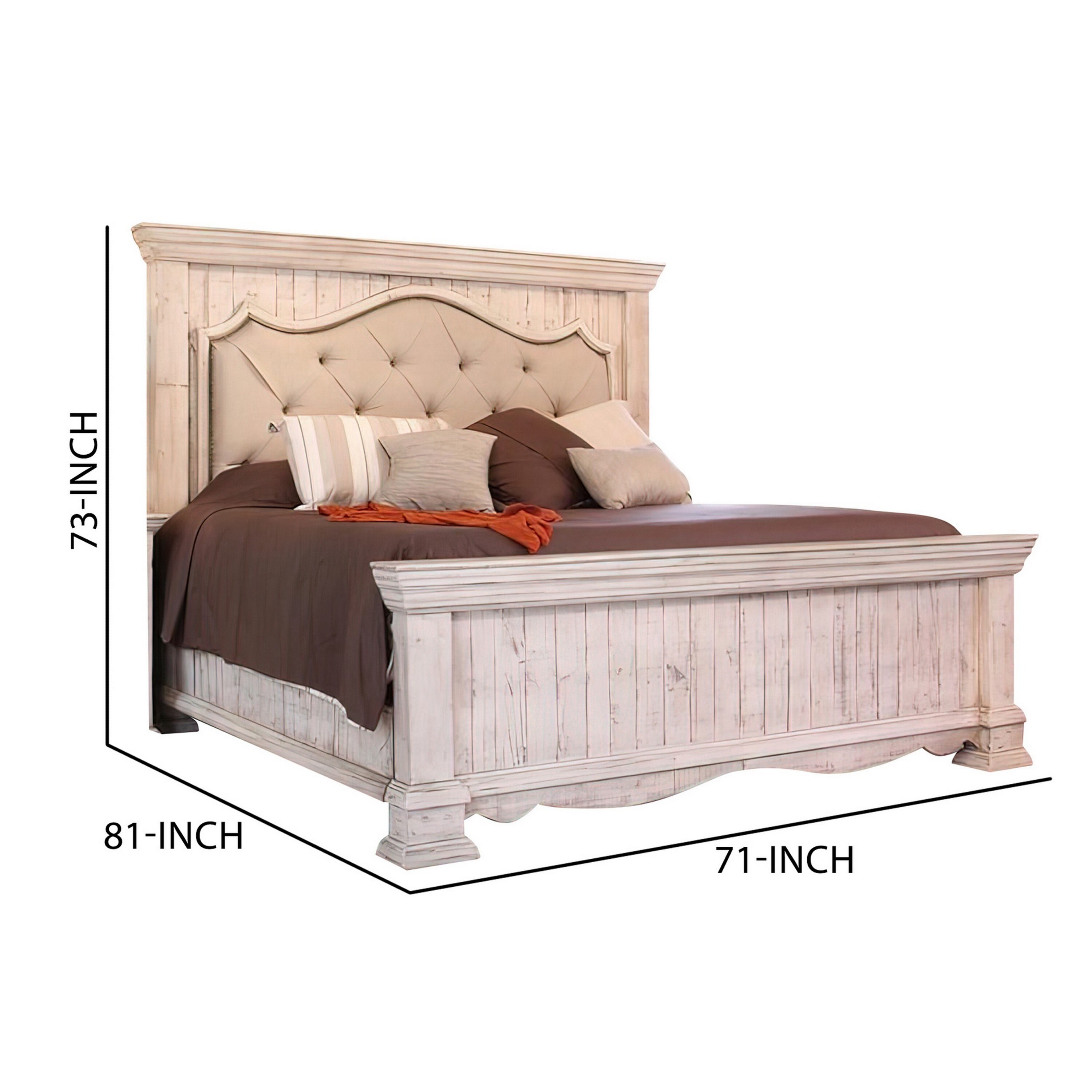 Distressed white wood headboard sale