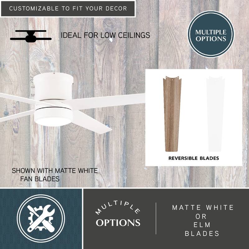 Erie Flush Mount Ceiling Fan with LED Light Kit and Remote