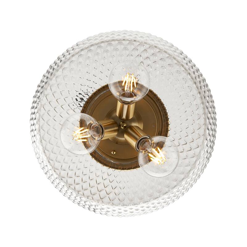 Golden Lighting 1088-3FM CLR Adeline 3 Light 14" Wide Semi-flush