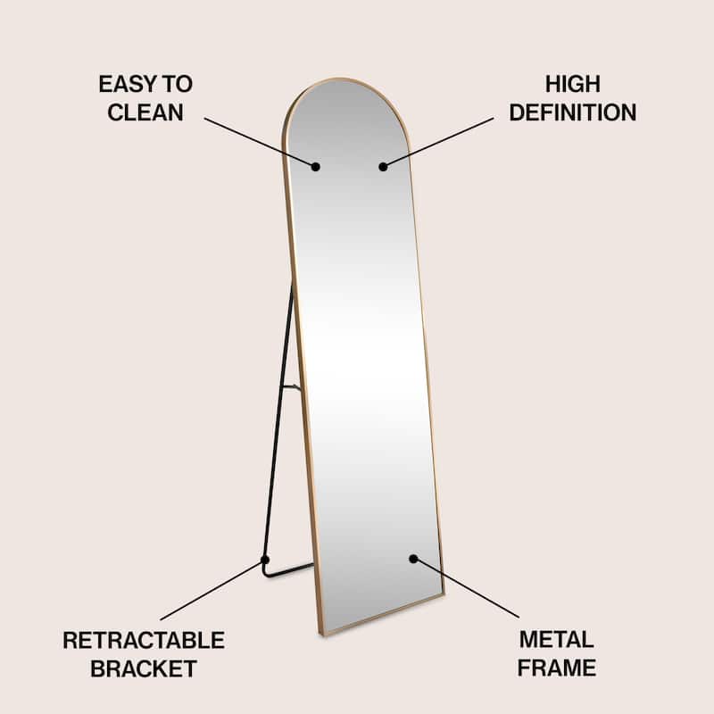 JONATHAN Y Large Arched Metal Framed Floor Full-Length Mirror - 59 H x 16 W x 1.08 D
