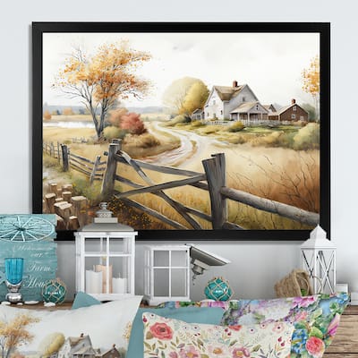 Designart "Beautiful Barn In Spring III" Farmhouse / Country Framed Art Print