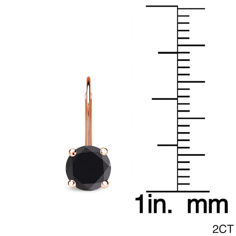 Auriya 1 to 4ctw Round Black Diamond Earrings 14k Rose Gold Lever-back - 2ctw