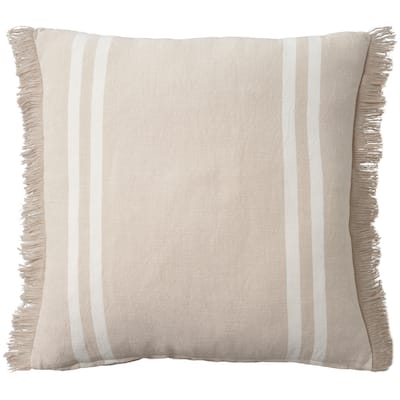 Mina Victory Lifestyle Cotton Linen Stripes 20" x 20" Beige Indoor Throw Pillow