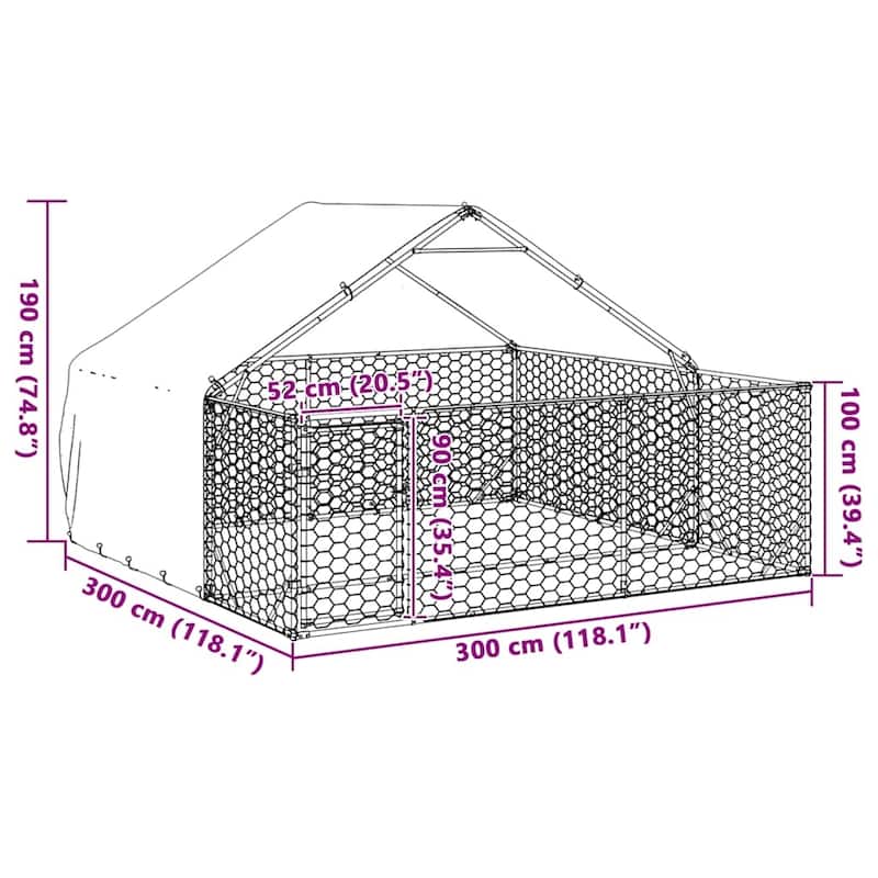 vidaXL Outdoor Dog Kennel Galvanized steel Large Durable