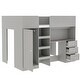 preview thumbnail 13 of 12, Grey Full Size Solid Wood Loft Bed with Built-in Wardrobe, Desk, Storage Shelves and Drawers