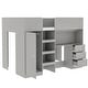 preview thumbnail 13 of 12, Grey Full Size Solid Wood Loft Bed with Wardrobe, Desk, and Shelves