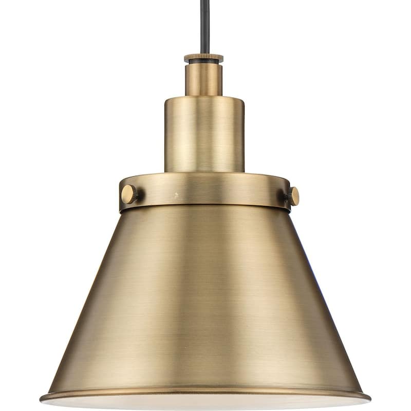 Hinton Collection One-Light Vintage Brass Modern Farmhouse Pendant - 8.25 in x 8.25 in x 8.62 in - 8.25 in x 8.25 in x 8.62 in