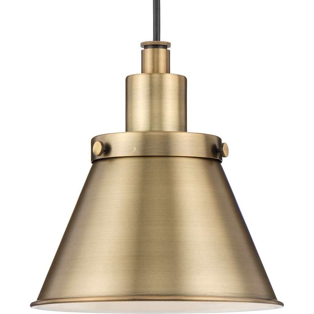 Hinton Collection One-Light Vintage Brass Modern Farmhouse Pendant - 8.25 in x 8.25 in x 8.62 in