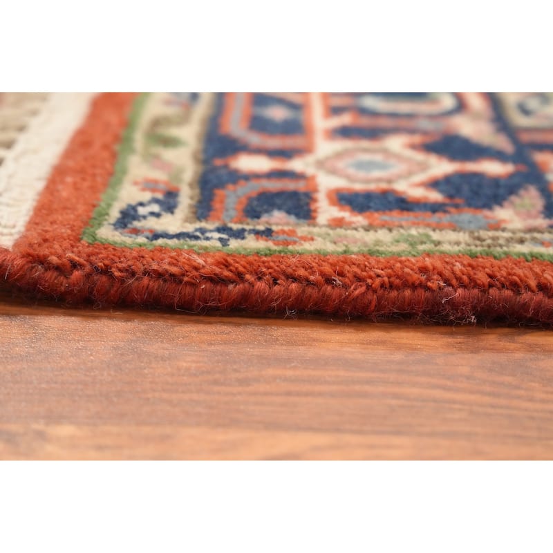 Hand Knotted Oriental 100% Wool Carpet Traditional Medallion Oranges & Rust Heriz (serapi) Area Rug - 5' 2'' X 2' 10''
