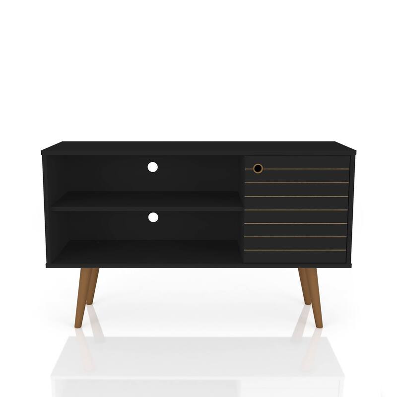 Mid-century Modern Liberty 2-shelf TV Stand - Black