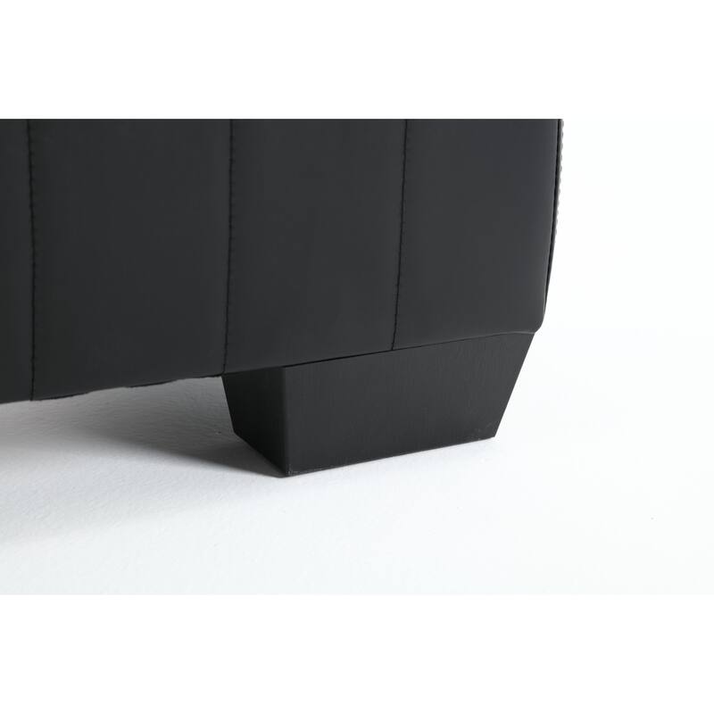 Black Modern 62.2" Chaise Longue Chair with Solid Wood Curved Frame for Stretching