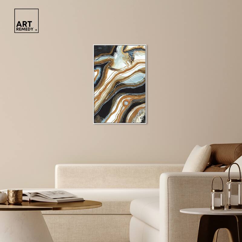 Art Remedy Black And Gold I Framed Mineral, Agate & Geode 1 Piece Canvas Wall Art