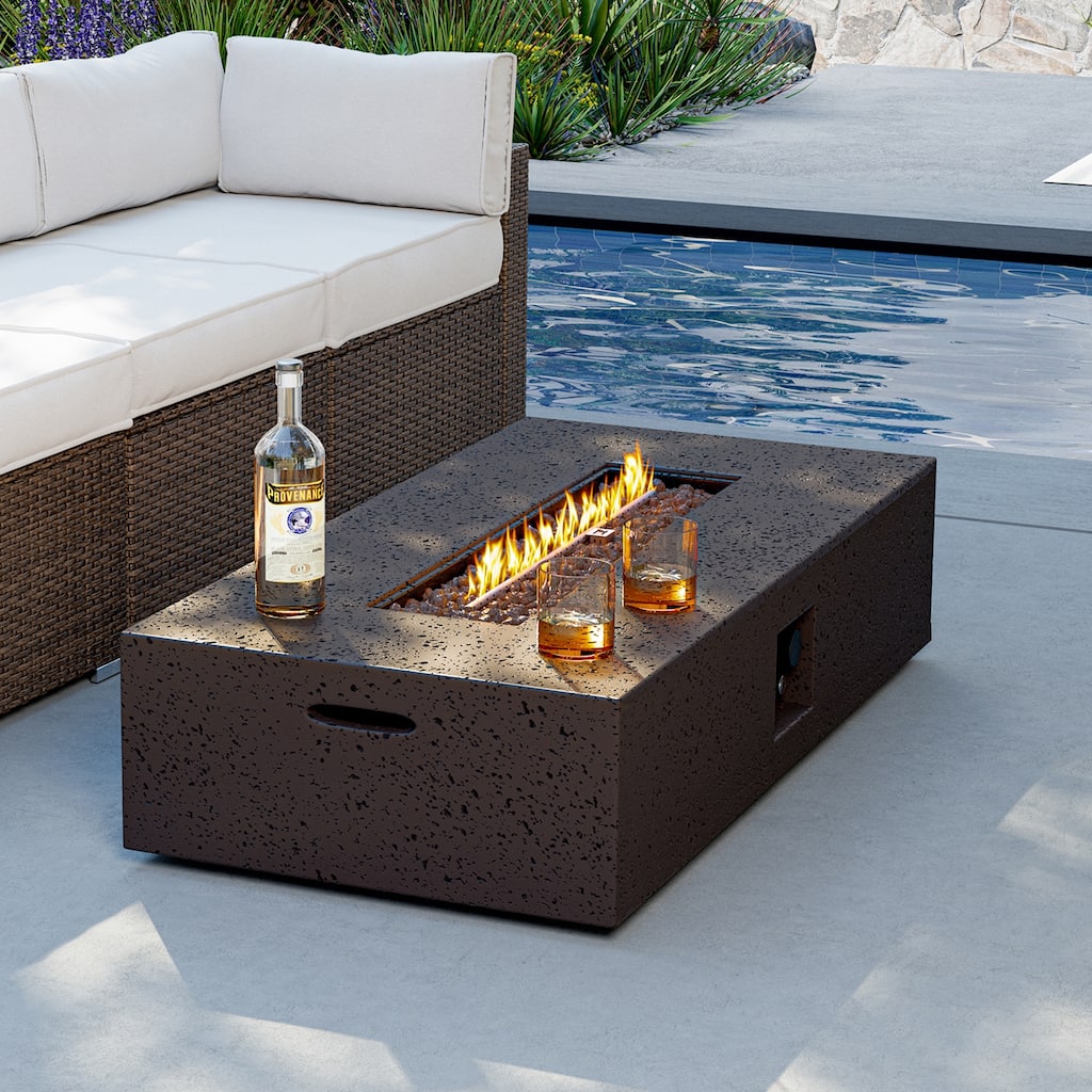 COSIEST Outdoor 56-Inch Rectangular Propane Fire Pit