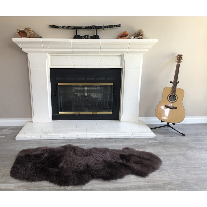 Dynasty Natural 1-1/2 Pelt Luxury Long Wool Sheepskin Shag Rug - 2' x 4'