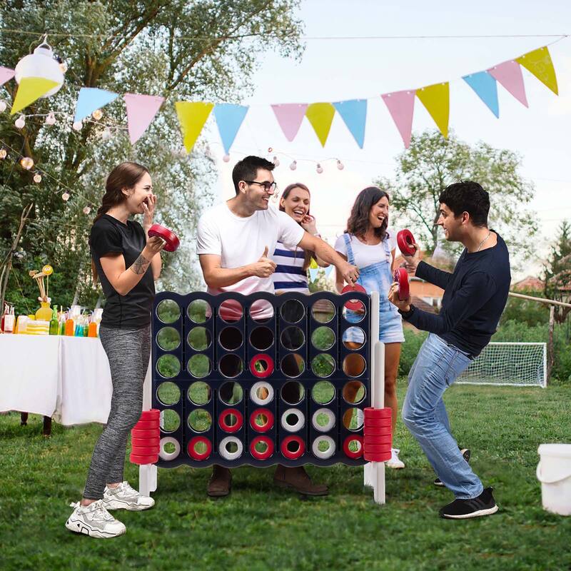 Gymax 4 in A Row Jumbo 4-to-Score Game Set Kids Adults w/ 42 Jumbo