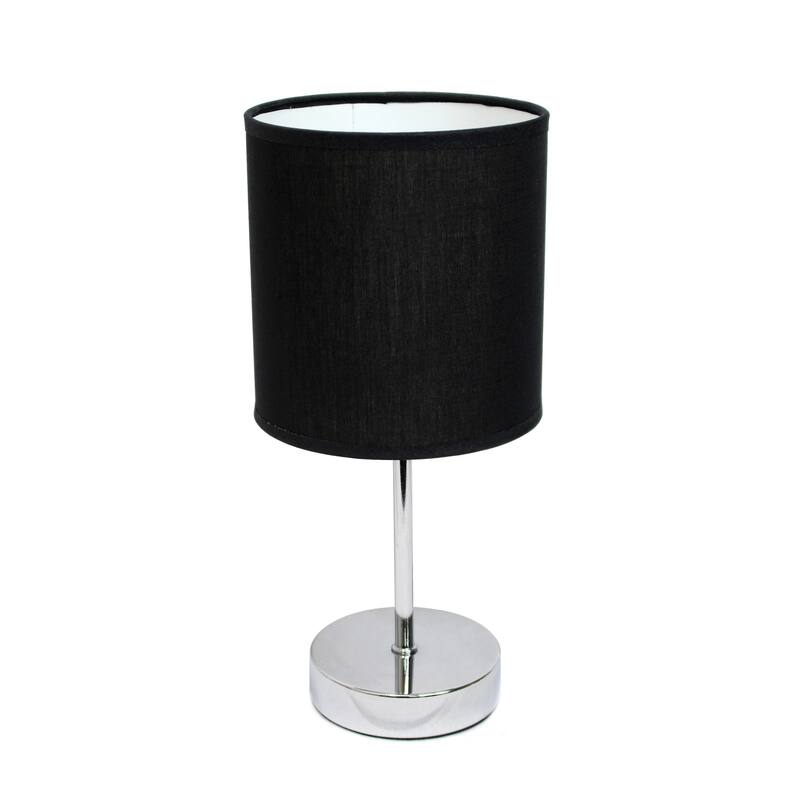 Traditional Petite Table Lamp with Drum Shade - 11.75" - Silver and Black