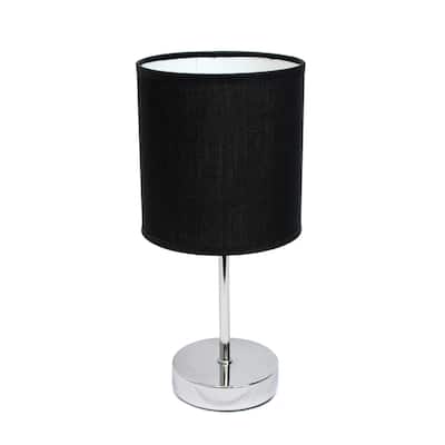 Traditional Petite Table Lamp with Drum Shade - 11.75" - Silver and Black