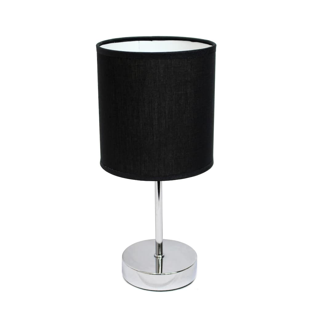 Traditional Petite Table Lamp with Drum Shade - 11.75" - Silver and Black