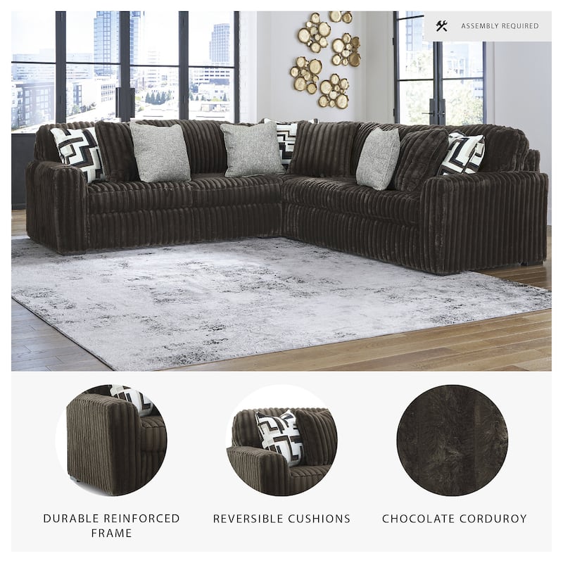 Signature Design by Ashley Midnight-madness 3-Piece Sectional - 121" W x 121" D x 40" H
