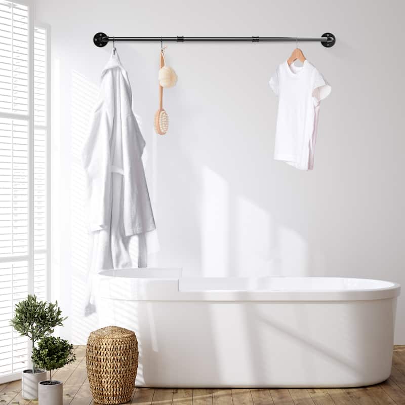 70.8'' Long Industrial Pipe Wall Mounted Clothes Rail Rack Hanging Bar