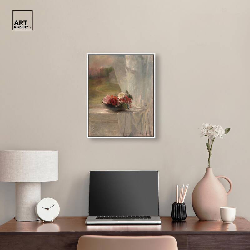 Flowers on a Window Ledge 1861 Canvas by Art Remedy
