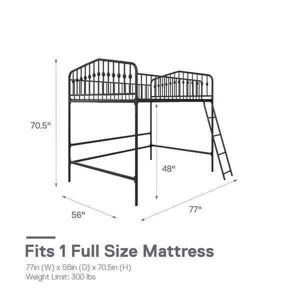 dimension image slide 1 of 3, The Novogratz Bushwick Metal Loft Bed