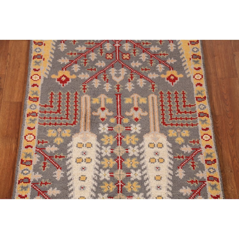 Gray Heriz Serapi Indian Runner Rug Hand-Knotted Wool Carpet - 2'6" x 7'10"