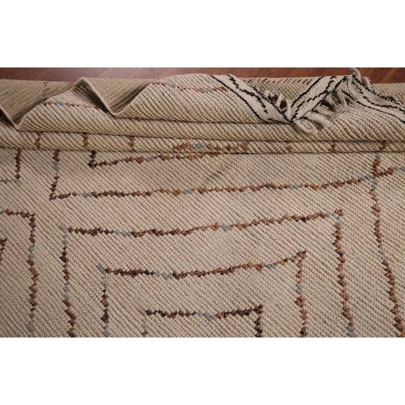 All-Over Geometric Moroccan Oriental Area Rug Hand-Knotted Wool Carpet - 7'0" x 10'5"