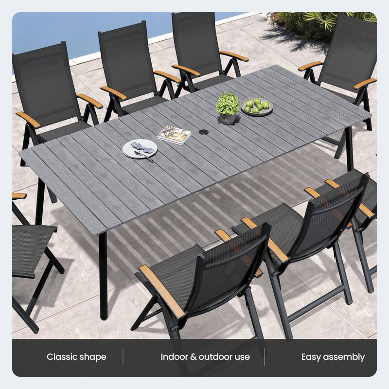 7/9-Piece Outdoor Patio Dining Set Adjustable Folding Chairs and Aluminum Dining Table