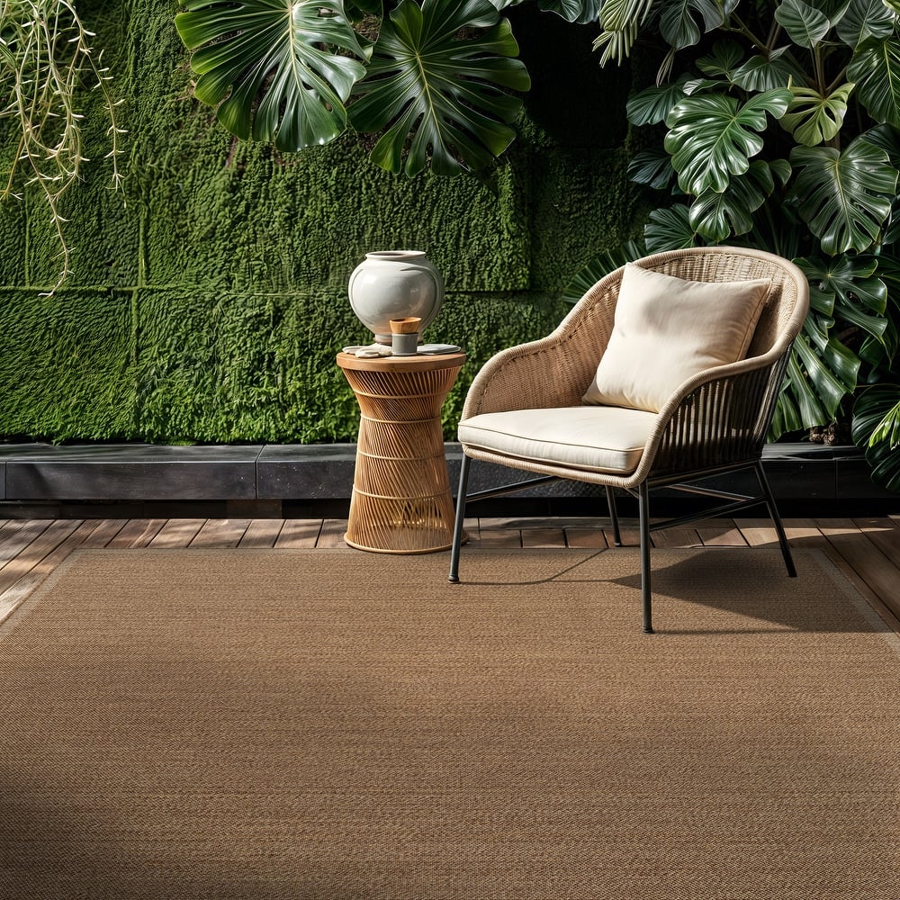 World Rug Gallery Border Indoor/Outdoor Flat Woven Area Rug