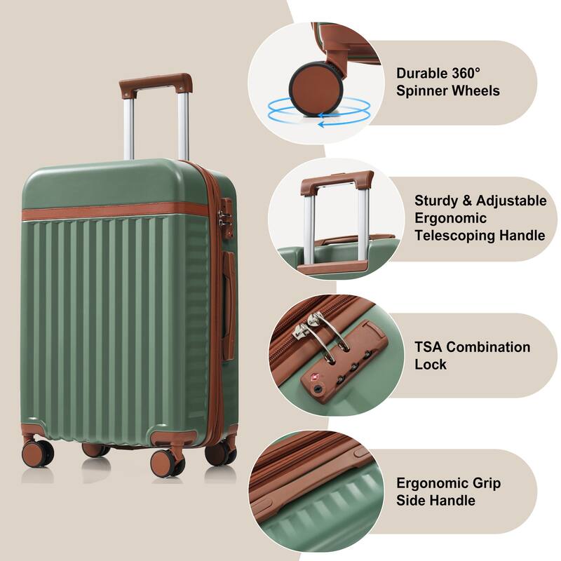Luggage Set of Three, ABS Hard Shell Luggage with Spinner Wheels