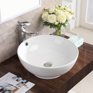 Karran Valera 17" Vitreous China Vessel Bathroom Sink in White with Overflow Drain