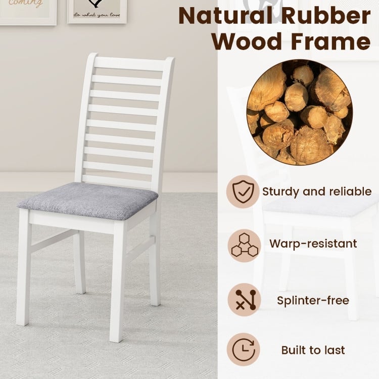 Set of 2 Rubber Wood PU Leather High-Back Farmhouse Dining Chairs Set with Ladder Design - 16" x 21" x 37"