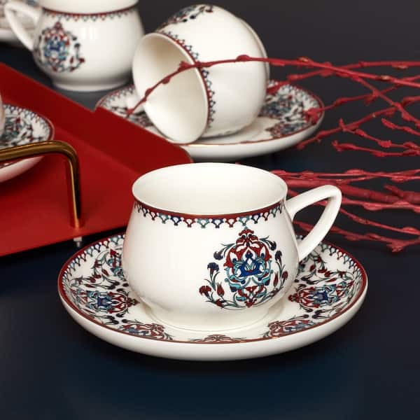 Karaca Nakkas Porcelain Turkish Coffee Cup Set for 6 - Bed Bath & Beyond