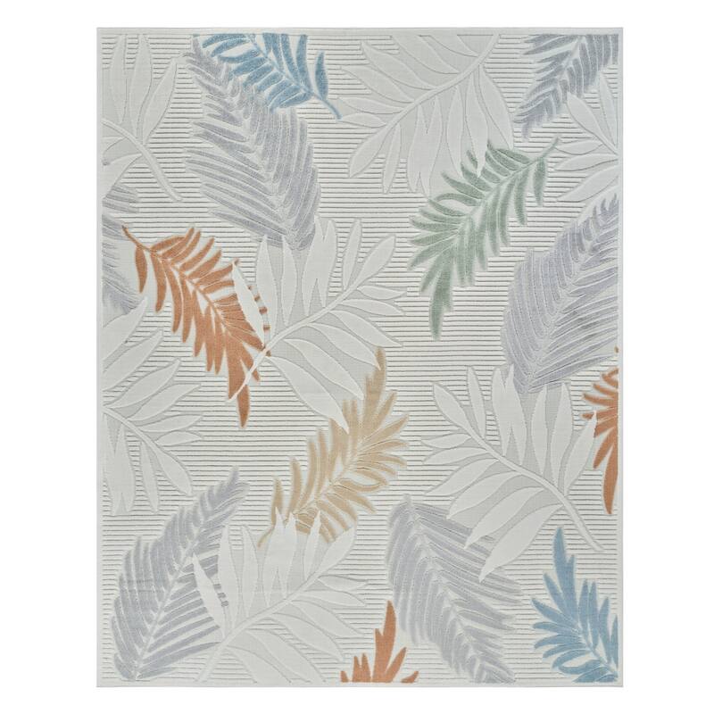 Beso Lush Floral Weather Resistant Current & Stylish Outdoor Rug - 5' X 7' - Beige/Cream