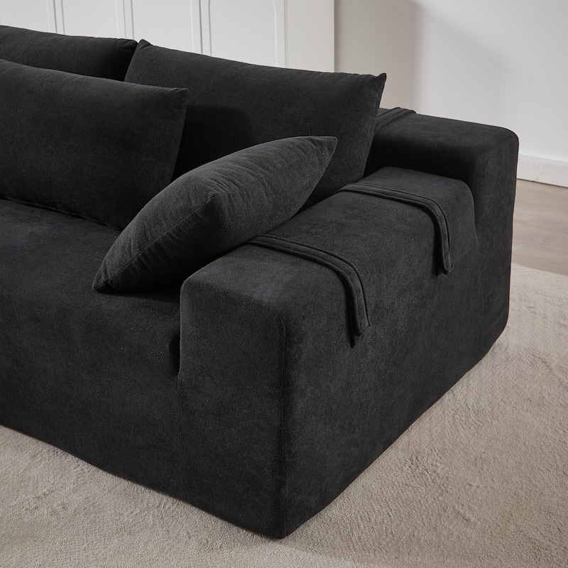 L Shaped Modular Sectional Sofa with Chaise Lounge, Oversized Chenille Upholstered Sofa, Deep Seat Sofa with 6 Pillows