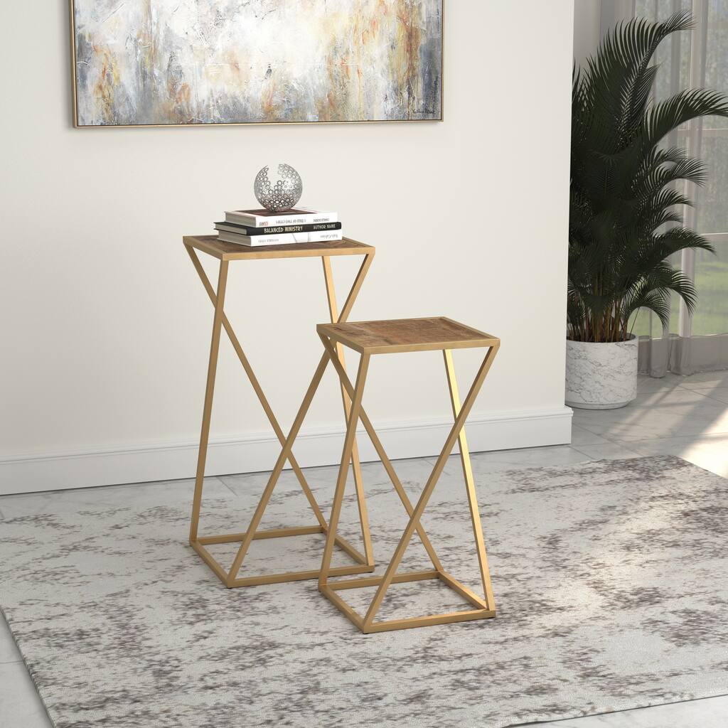 Silver Orchid Hillberg Weathered 2-piece Square Nesting Table